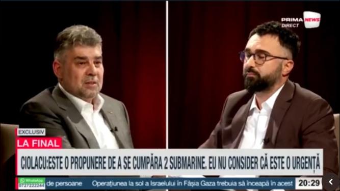 Marcel Ciolacu nu consideră că România are nevoie de două submarine. „Prioritățile sunt altele”